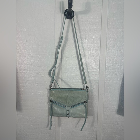 Botkier Handbags - Botkier Trigger Womens Blue Leather Studded Zipper Crossbody Shoulder Bag EUC